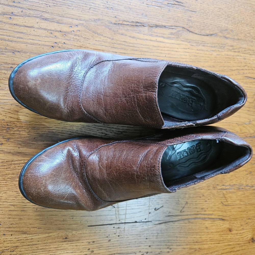 Born Brown Leather Heeled Ankle Booties Women's Size 8 EU 39 Comfort Shoes - Picture 4 of 10